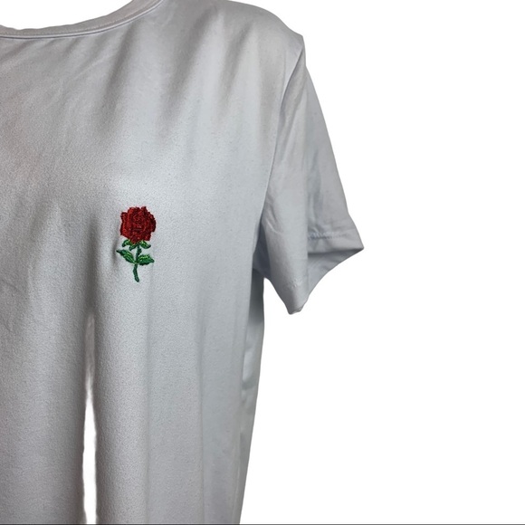 We Care Weekend Edition Rose Embroidered T-Shirt S - Picture 2 of 5